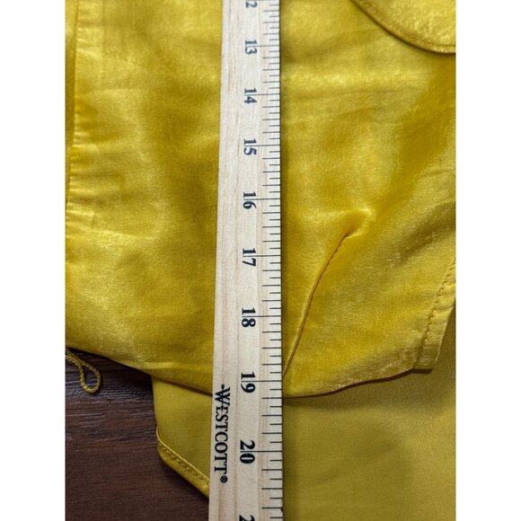 NEW Lulus XL Yellow Ruffled Cold Shoulder Maxi Wrap Satin Dress Formal Gown Chic - Picture 13 of 13